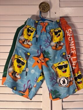 Flow Society SpongeBob Shorts Youth XS Colorful Athletic Cartoon